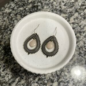 Anthropologie Gold & Nude Dangle Drop Earrings